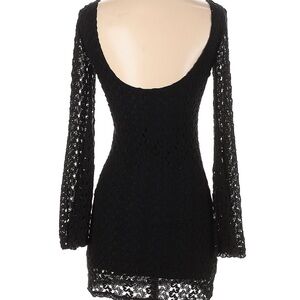 Free people dress Black Lace mini Dress long sleeve stretchy